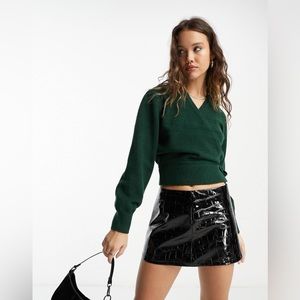 & Other Stories wrap cardigan in dark green